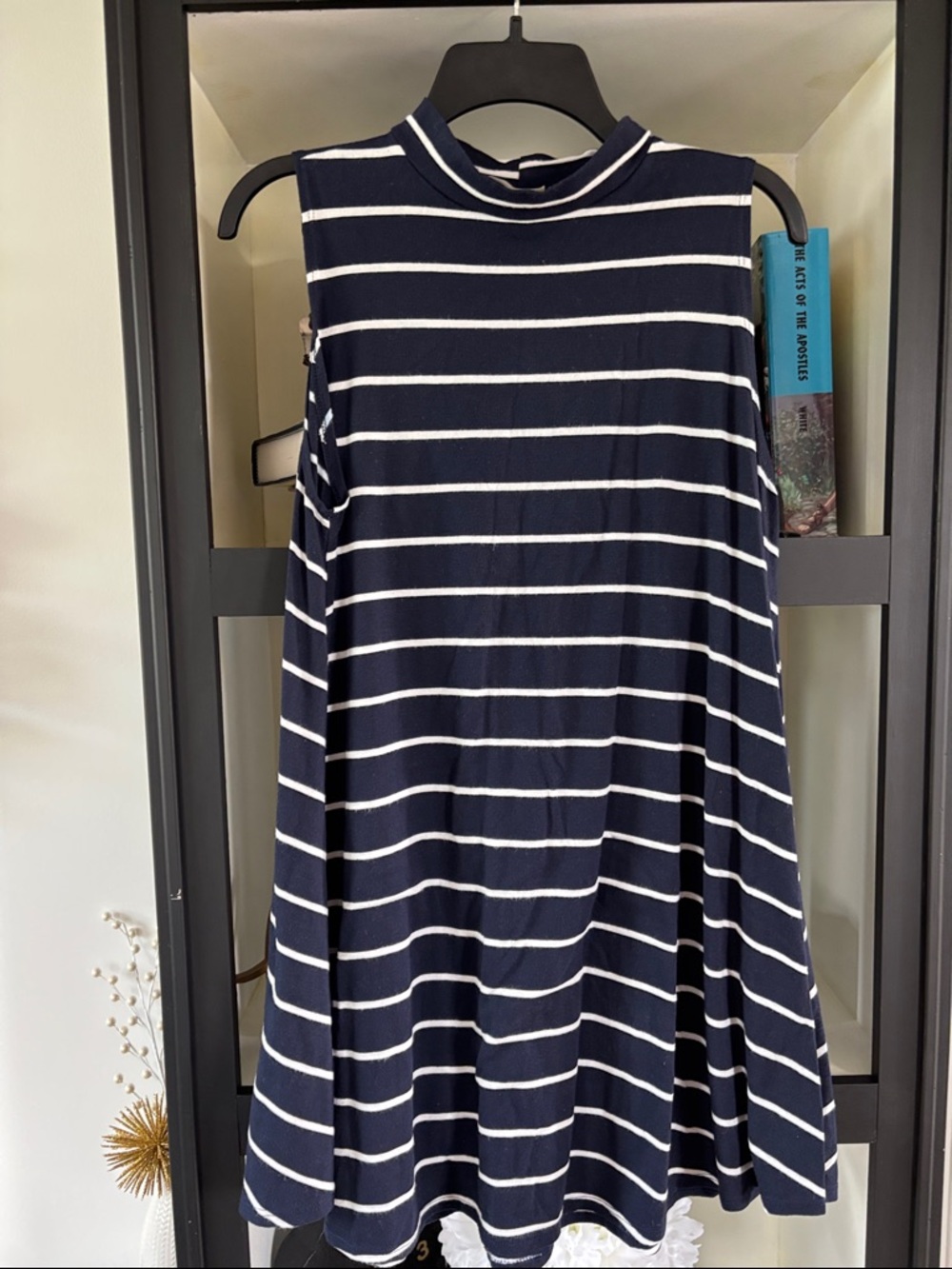 Free Kisses Navy & White Striped Sleeveless Dress